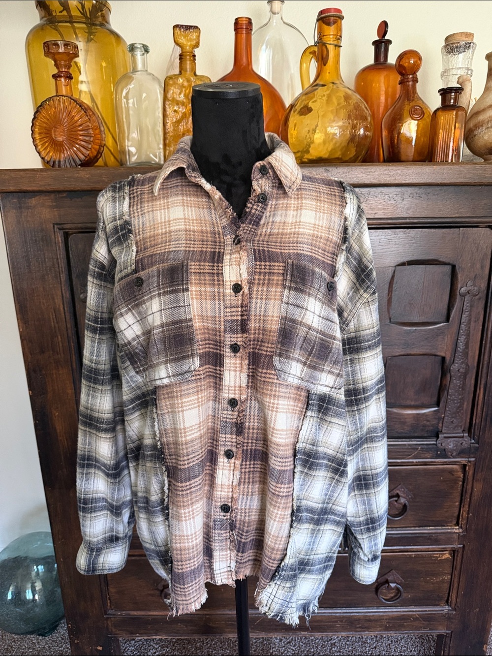BDG Patchwork Plaid Flannel Shirt